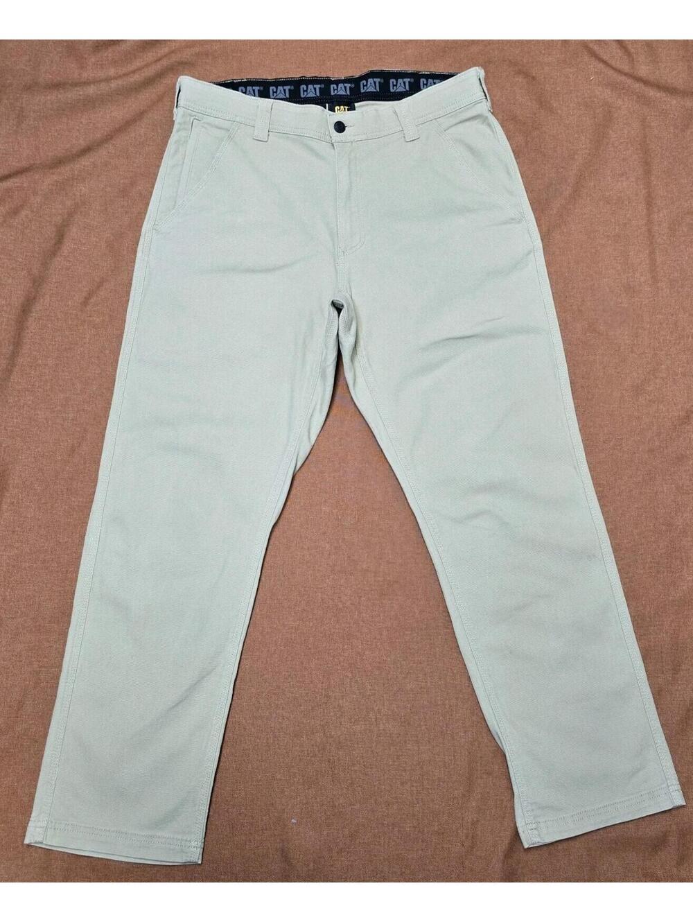 CAT Caterpillar Utility Pants Mens 34x29 Tan Canvas Flex Work Cargo NWT